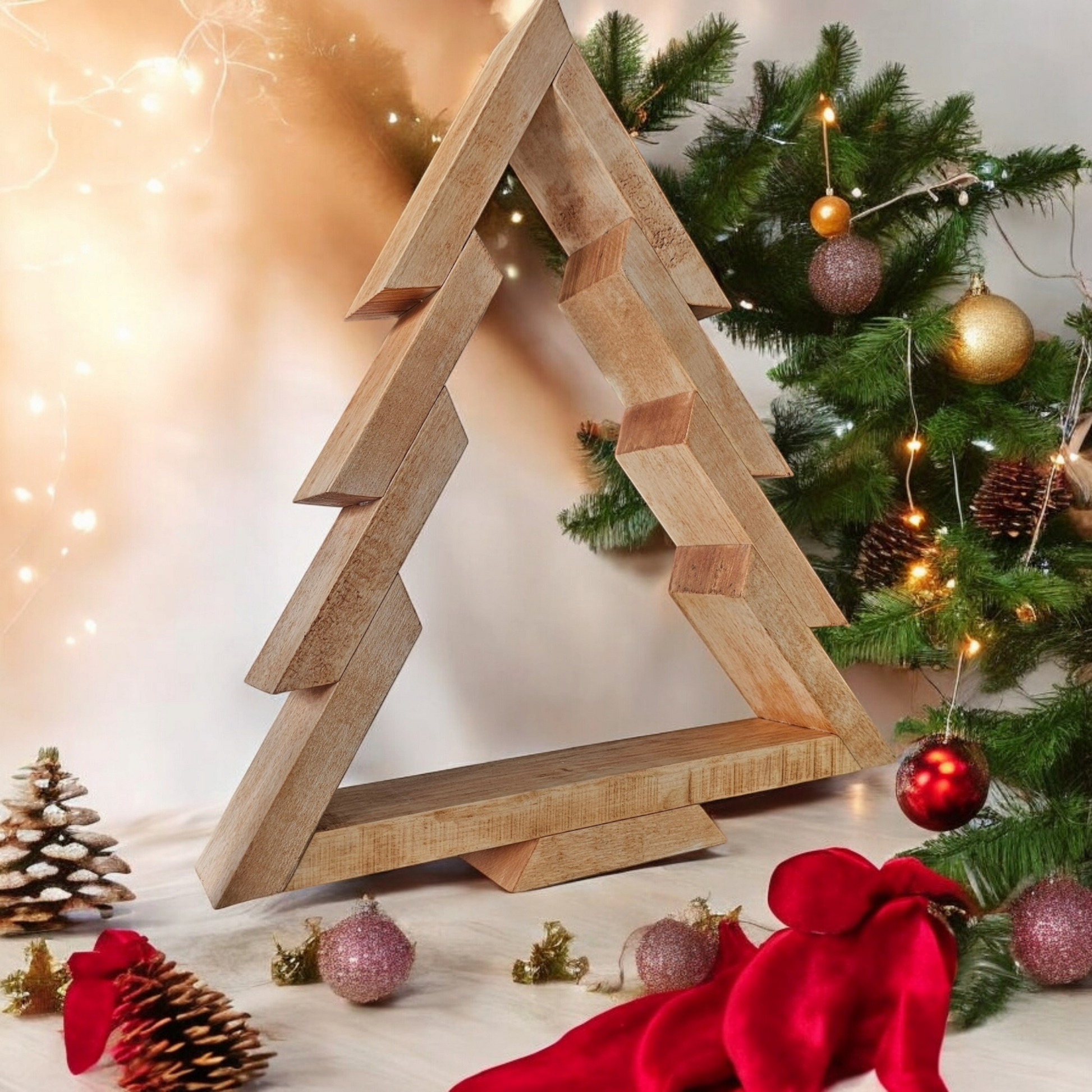 Wooden Christmas Tree Rustic Homemade Hamilton Rand